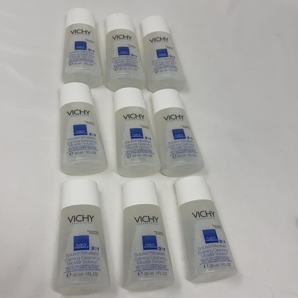 Lot of 9 Vichy 3 in 1 Calming Cleansing Micellar Solution 1oz Never Used